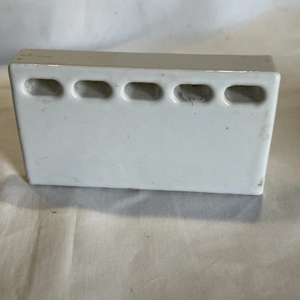 Antique Wall Mount White Porcelain Toothbrush Holder, 5 Slots